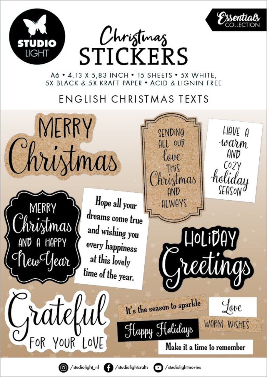 Studio Light Essentials Sticker Pad 15 Sheets-X-Mas Sentiments